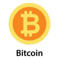 Bitcoin icon, flat style vector