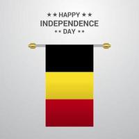 Belgium Independence day hanging flag background vector