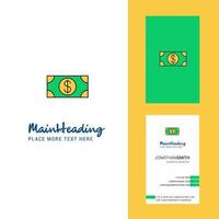 logotipo creativo de dólar y vector de diseño vertical de tarjeta de visita