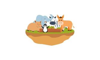 Cute jungle animals in cartoon style, wild animal, zoo designs for background illustration vector