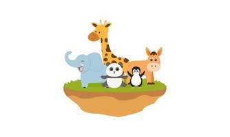 Cute jungle animals in cartoon style, wild animal, zoo designs for background illustration vector