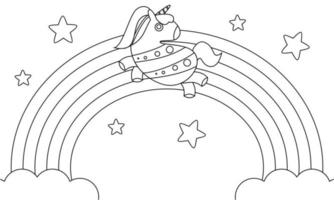 Rainbow cute coloring page coloring book. Cartoon illustration. vector