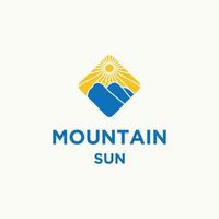 Mountain sun logo icon design template vector