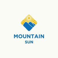 Mountain sun logo icon design template vector