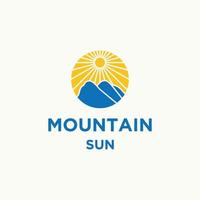 Mountain sun logo icon design template vector