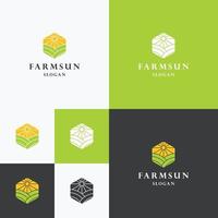 Farm sun logo icon flat design template vector