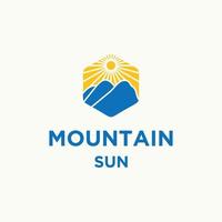 Mountain sun logo icon design template vector