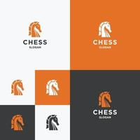 Chess logo icon flat design template vector