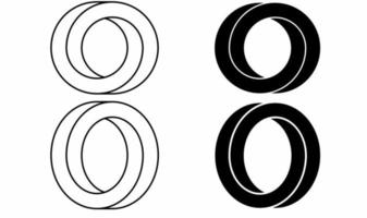 outline silhouette Impossible circle shape set isolated on white background.letter o logo vector
