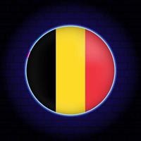 Neon Belgium flag. Vector illustration.