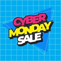 Cyber monday sale banner vector illustration wit retro style 90's design for media promotion and social media business