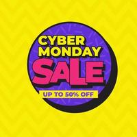 Cyber monday sale banner vector illustration wit retro style 90's design for media promotion and social media business