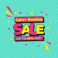 Cyber monday sale banner vector illustration wit retro style 90's design for media promotion and social media business