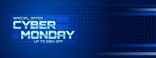 Cyber Monday sale banner, special offer promotion vector background with copy space for media advertising