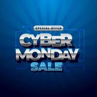 Cyber monday sale banner, gradient background vector illustration for discount event promotional product web banner and social media post