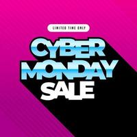 Cyber monday sale banner, gradient background vector illustration for discount event promotional product web banner and social media post