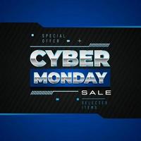 Cyber monday sale banner, gradient background vector illustration for discount event promotional product web banner and social media post