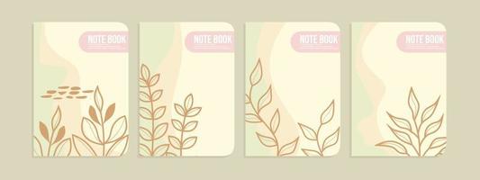 book cover design with abstract leaf scribble background. pastel color design. A4 size cover for books, journals, catalogs, posters, diaries
