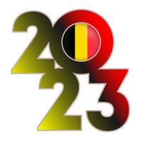 Feliz año nuevo 2023 banner con bandera de Bélgica dentro. ilustración vectorial vector