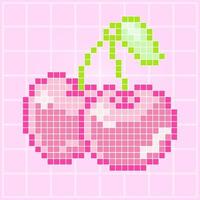 pink cute kawaii cheery pixel art game asset vector illustration