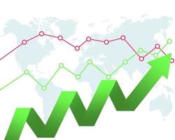 negocio flecha establecer objetivos concepto éxito crecimiento en mundo financiero mapa plantilla de fondo vector