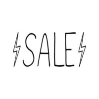 text sale and lightning hand drawn doodle. , minimalism, scandinavian, monochrome, nordic, sketch banner card flyer poster vector