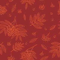 rowan berries, bunches and leaves seamless pattern hand drawn in doodle style. textile, wallpaper, background, wrapping paper, digital paper. vector