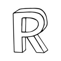 letter R hand drawn in doodle style. sketch, vector, font, handwriting vector