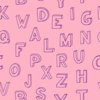 alfabeto inglés niños patrón sin costuras dibujado a mano. . letras, fuente escrita vector