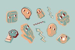 Set of isometric cute artificial intelligence vector