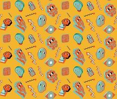 Isometric doodles artificial intelligence seamless pattern vector
