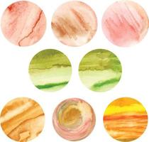 Watercolor brush paint circles shape with a hand drawn in the paper on white background vector