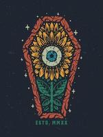 The eye of the sunflower vintage style illustration vector