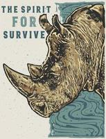 la ilustración de dibujado a mano de rinoceronte salvaje