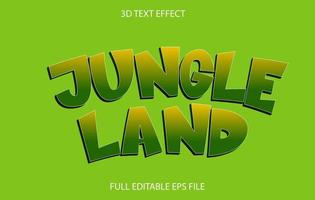 plantilla de efecto de texto editable 3d de jungle land, estilo de efecto de texto vector