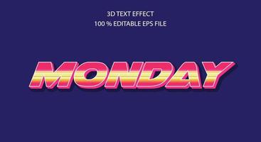 Editable 3d text effect, text effect style, monday editable text effect template vector