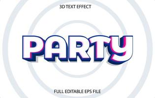 Party 3D editable text template, text effect style vector