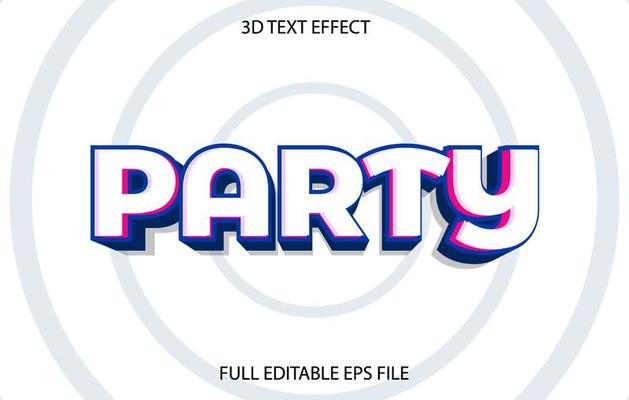 Party 3D editable text template, text effect style