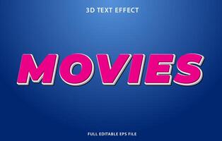 Movies 3D editable text effect  template, text effect style vector