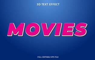 Movies 3D editable text effect  template, text effect style vector