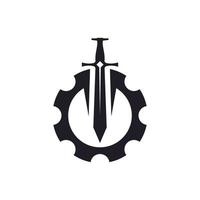 Sword and Gear Logo Emblem Logo Design Inspiration