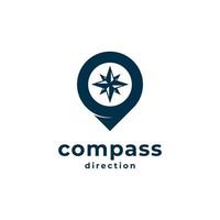 Compass Point GPS Logo. Compass and Pin Location Logo Combination vector