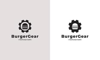 Burger and Gear Icon for Fast Food Restaurant Logo Junk Food Inspiration vector