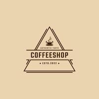 Vintage Retro Badge Emblem Logotype Coffee Shop with Coffee Bean Silhouette Logo Design Linear Style vector