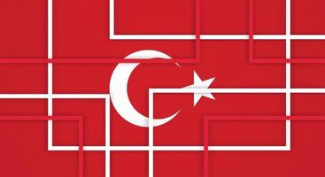 Abstract Geometric Square Stripes Lines Papercut Background with Flag of Turkey vector