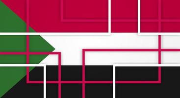 Abstract Geometric Square Stripes Lines Papercut Background with Flag of Sudan vector