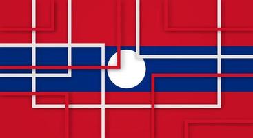 Abstract Geometric Square Stripes Lines Papercut Background with Flag of Laos vector