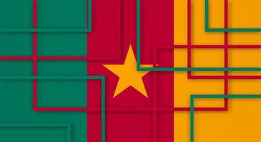 Fondo de corte de papel de líneas de rayas cuadradas geométricas abstractas con bandera de Camerún vector