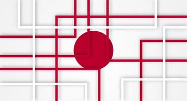 Abstract Geometric Square Stripes Lines Papercut Background with Flag of Japan vector