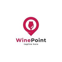 Wine Point Logo. Wine Glass and Pin Location Logo Combination. Suitable for Wine Store Icon vector